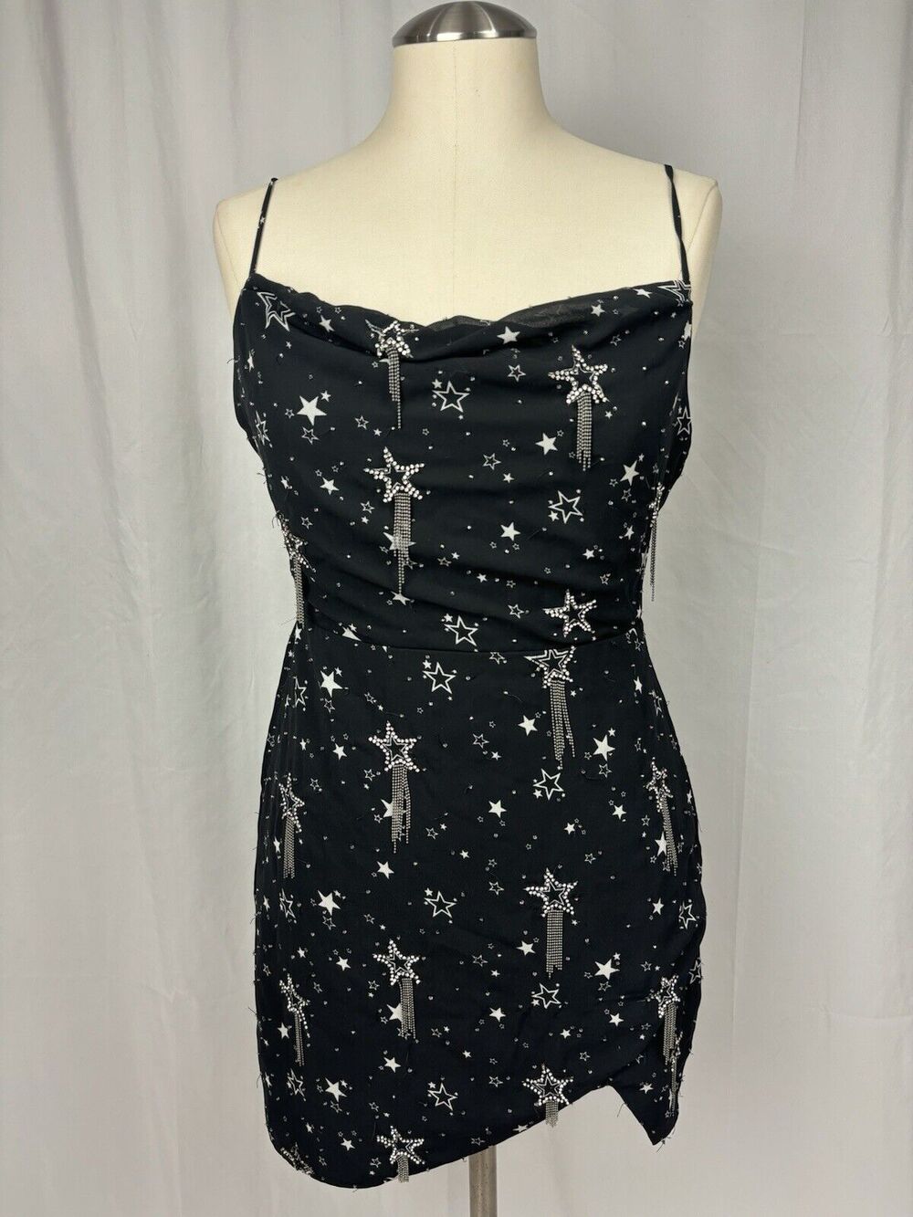 NBD Mariana Slip Tunic Mini Dress Star Print Rhinestone Cocktail Party S